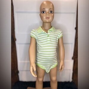 Wonder Kids Green White Striped Onesie Size 18 Months Short Sleeve Baby Bodysuit
